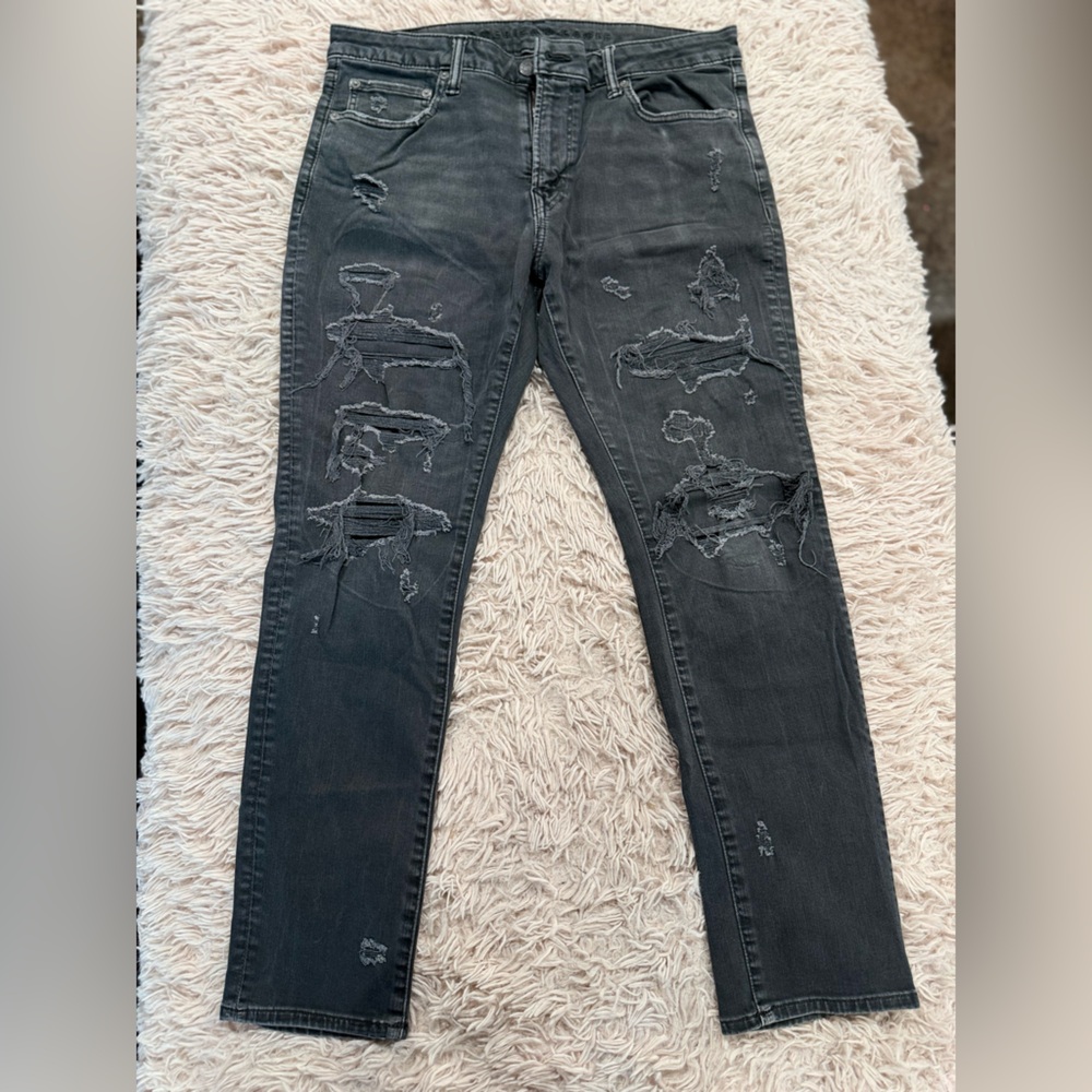 AE AirFlex+ Patched Skinny Jean
Black Jeans with Button Fly -Men’s - size 33X30